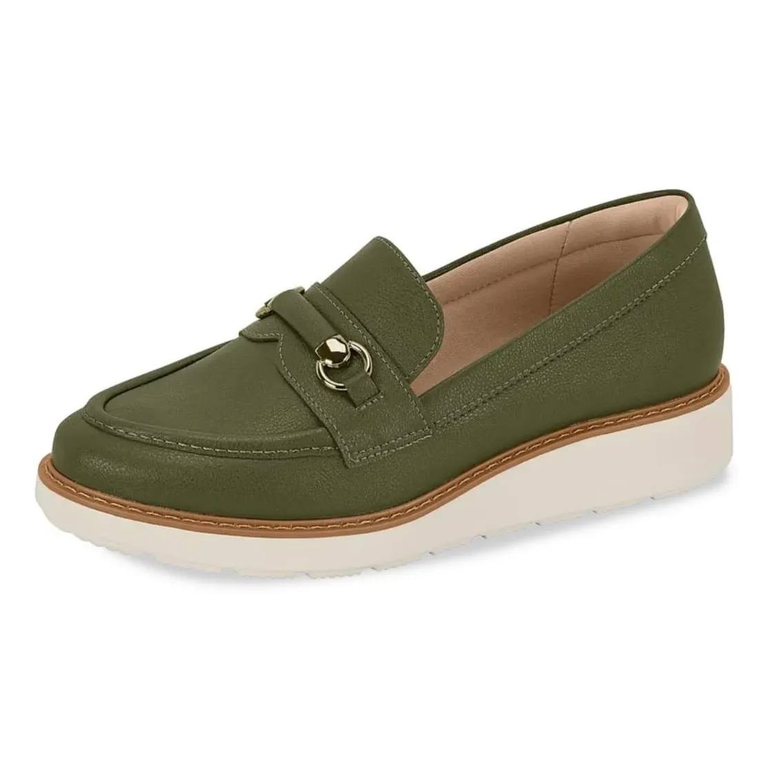 Mocassim feminino Modare verde com design confortável e elegante para uso diário